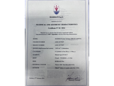 Maserati 3500 GT Touring Superleggera Matching and NEW make offer