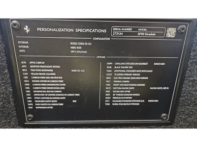 Ferrari SF90 Stradale DAYTONA RACING SEATS FULL ELECTRIC CARBON LIFT JBL