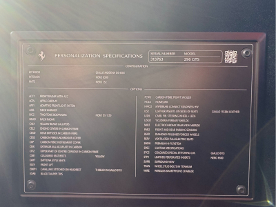 Ferrari 296 GTS Full Full options sièges Confort CARBON LIFT JBL HEAD UP